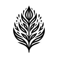 Obraz premium Elegant Leaf Design - Black and White Minimalist Vector Illustration