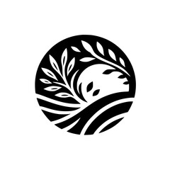 Minimalist Nature Logo: Face & Leaves in Circle