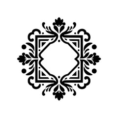 Obraz premium Elegant Black Floral Frame on White Background - Decorative Design