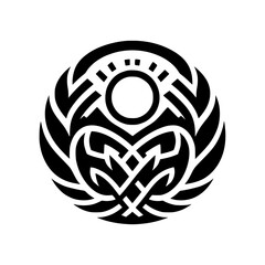 Tribal Circle Emblem: Black and White, Abstract Design, Ornamental