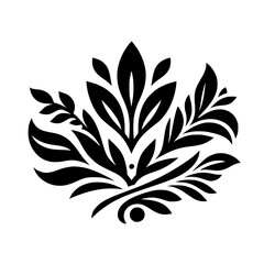 Elegant Black and White Floral Design Element