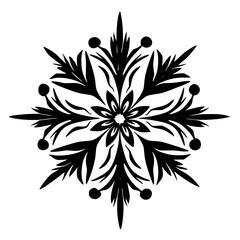 Elegant Black Floral Mandala on White Background