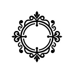 Elegant Black & White Ornate Frame: Circular Border Design