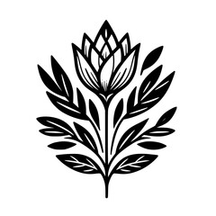 Black and White Floral Design: Minimalist Botanical Illustration