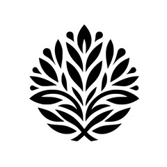 Elegant Black & White Floral Emblem, Decorative Design