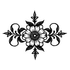 Elegant Floral Vector Ornament - Black and White Design Element