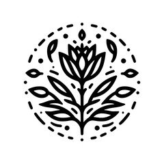 Elegant Floral Ornament: Black & White Line Art Design