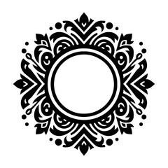 Elegant Black & White Floral Monogram Frame Design