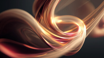 Fluid Light Energy Swirl in Abstract Orange and Red Tones on Dark Background

