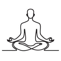 Continuous Line Drawing Yoga Meditation Pose Vector Minimalist Illustration