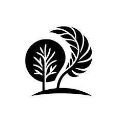 Modern Black & White Tree Silhouette Logo