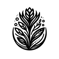 Minimalist Floral Vector Design - Black & White Botanical Illustration