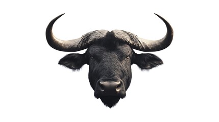 Naklejka premium Cape Buffalo Head with Isolated White.