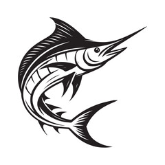 Striking marlin silhouette illustration powerful oceanic sport fish vector