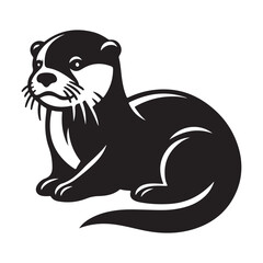 Charming otter silhouette illustration adorable aquatic mammal design vector