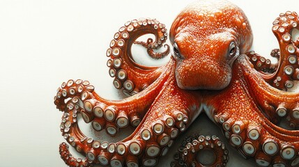 Obraz premium An orange octopus with tentacles on a white background