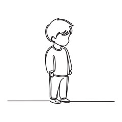 Simple Line Art Little Boy Illustration for Children Projects and Designs