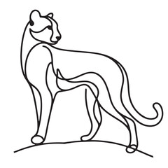 Minimalist Line Art Puma Illustration for Modern Graphic Design Elements