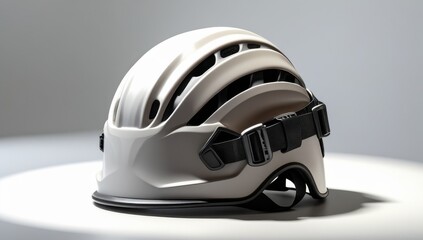Fototapeta premium Modern Off-White Climbing Helmet with Adjustable Chin Strap