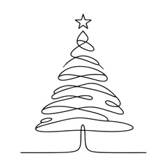 Elegant Christmas Tree Line Art Illustration for Holiday Season