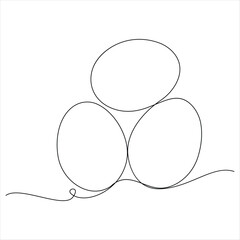 Egg line art Continuous line drawing of whole egg vector illustartion