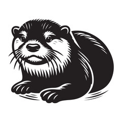 Otter silhouette vector illustration adorable wildlife animal image