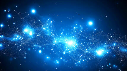 Fototapeta premium Abstract blue design with starry glow evokes a magical winter night sky