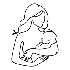 Beautiful Mother and Baby Line Art Illustration for New Moms