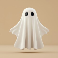 Cute and Minimalist Ghost Character on Simple Background