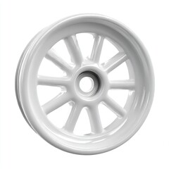 Obraz premium A white plastic wheel, isolated on a clean white background