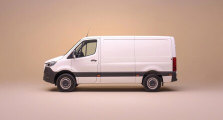 Fototapeta premium White Delivery Van on Plain Background for Commercial Use