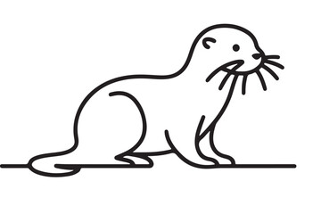 Adorable otter drawing vector line art illustration for printing