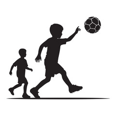 Silhouette of boys playing soccer vector illustration design elements