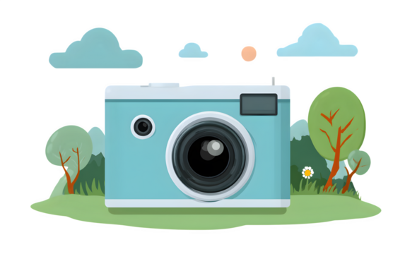 Camera photography nature art on transparent background
