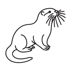 Cute otter outline vector illustration for wildlife and nature projects