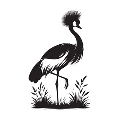 Crowned Crane Bird Silhouette Illustration Wildlife Beauty Design