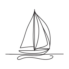Sailboat Silhouette Vector Illustration Nautical Design Line Art