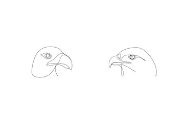 Minimalist Single Line Art Of Eagle Head Isolated On White Background