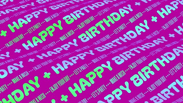 Happy birthday background. Happy birthday pattern. Happy birthday text. Happy birthday card. Colorful background pattern with modern typography with loop endless animation.