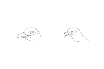 Minimalist Line Art Illustration Of Eagle Head Profiles With Clean White Background