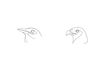 Minimalist Continuous Line Drawing Of Bird Profiles On A White Background