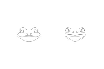 Simple Line Art Featuring Two Frog Faces On A White Background