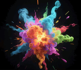 Obraz premium illustration of Color Explosion Dynamic Expression in Smoke and Light