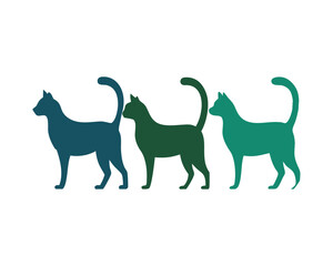 Cat Bundle Silhouette Vector Cats and Moon Set of 3 Silhouettes Featuring Cats Sitting or Staring at the Moon in Dreamy Vector Style
