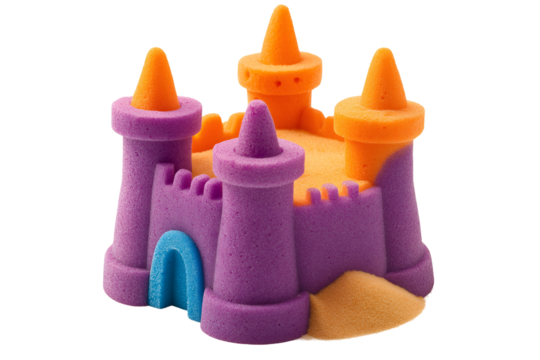 A sandcastle mold in vibrant color isolated on white background die cut