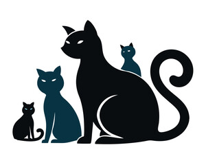 Cat Bundle Silhouette Vector Cat Sitting Silhouette Bundle Set of Resting, Looking, and Observant Feline Poses in Minimalist Vector Art