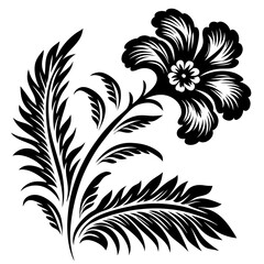 Curved Botanical Flower Vector