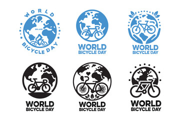 World Bicycle Day Silhouette Illustration'