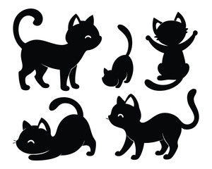 Cat Bundle Silhouette Vector Kitten Silhouettes Pack 6 Charming Baby Cats in Unique Poses for Pet-Themed Vector Designs