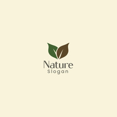 Two Leaves Simple Nature Brand Logo Template